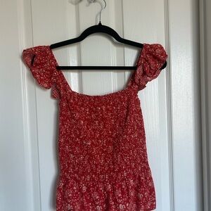 Madewell Red Floral Blouse